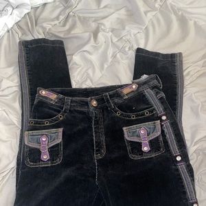 Purple/ gold/ blue corduroy pants